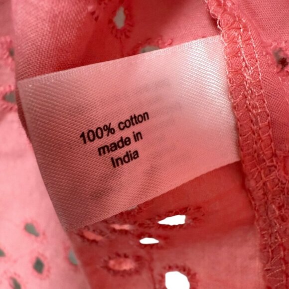 LANE BRYANT Pink Peasant Blouse Size 16 Cotton Eyelet Long Sleeve Womens Top NWT - Picture 9 of 9